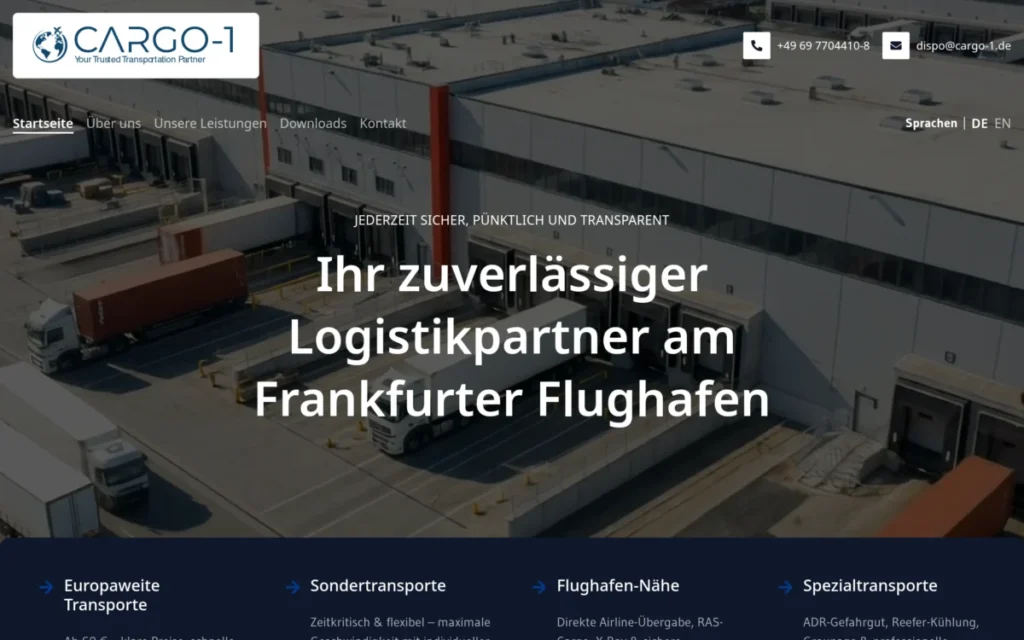 Screenshot der Website CARGO-1