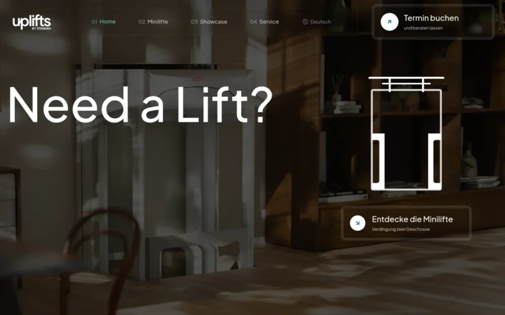 Screenshot der Website uplifts – by STANNAH