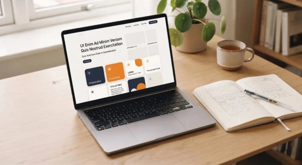 Laptop mit geöffneter Website auf einem Schreibtisch